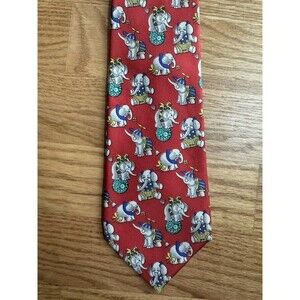 Phoenix 1850 Tie 100% Silk  Neck Tie Elephants Red 3.5” X 58" NWOT German